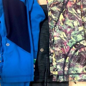 Three Pair Lululemon Crop Pants Sz 6